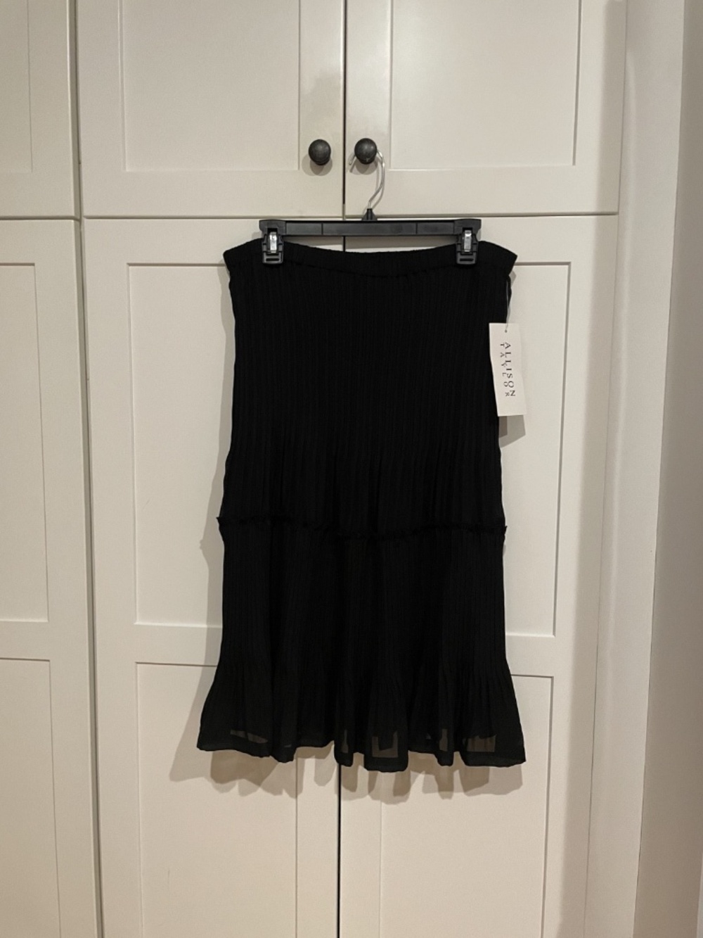 NWT Allison Taylor Black Chiffon Maxi Skirt Size XL - Picture 3 of 6